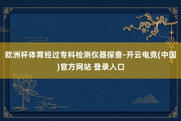 欧洲杯体育经过专科检测仪器探查-开云电竞(中国)官方网站 登录入口