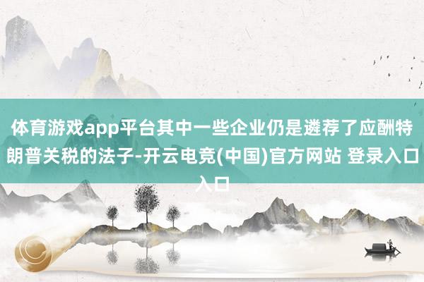 体育游戏app平台其中一些企业仍是遴荐了应酬特朗普关税的法子-开云电竞(中国)官方网站 登录入口