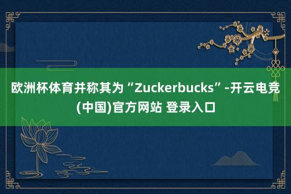 欧洲杯体育并称其为“Zuckerbucks”-开云电竞(中国)官方网站 登录入口
